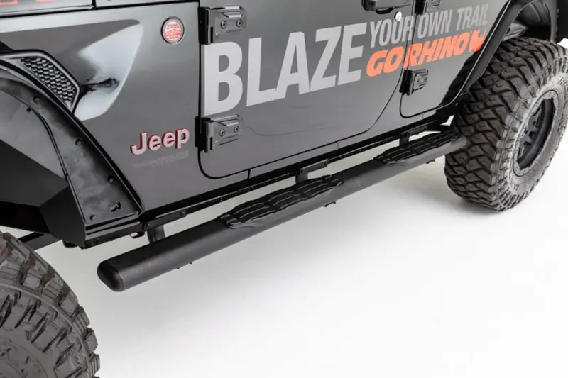 Jeep Wrangler Jl 4-Door Go Rhino 5In 1000 Series Oval Side Steps - Textured Black 1
