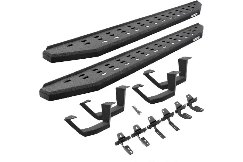 Jeep Wrangler Jl 4-Door Go Rhino Rb20 Running Boards W/ Mounting Brackets - Bedliner Coat - 2 Pairs Of Drop Steps 1