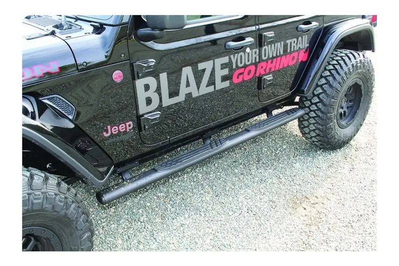Jeep Wrangler Jl 4-Door Go Rhino1000 Series Oval Side Steps, Black - No Brackets 1