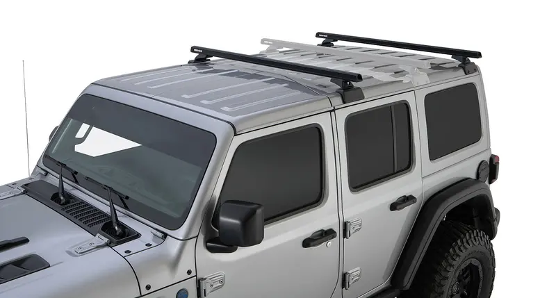 Jeep Wrangler Jl 4-Door Rhino Rack Heavy Duty Black 2 Bar Roof Rack W/ Backbone And Rcl Legs 1