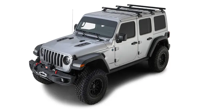 Jeep Wrangler Jl 4-Door Rhino Rack Heavy Duty Black 3 Bar Roof Rack W/ Backbone And Rcl Legs 1