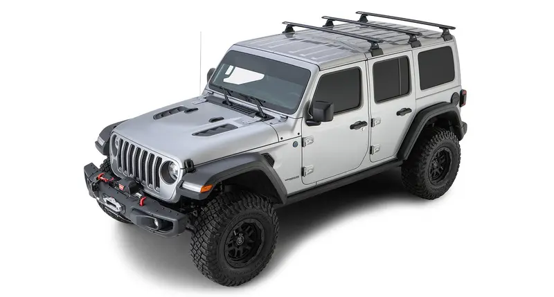 Jeep Wrangler Jl 4-Door Rhino Rack Vortex Rlt600 Black 3 Bar W/ Backbone Roof Rack And Quick Release Legs 1