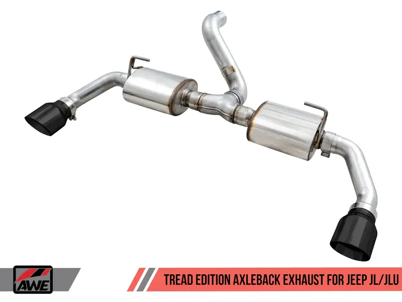 Jeep Wrangler Jl  Awe Exhaust Tread Edition Axleback Dual Exhaust - Diamond Black Tips 1