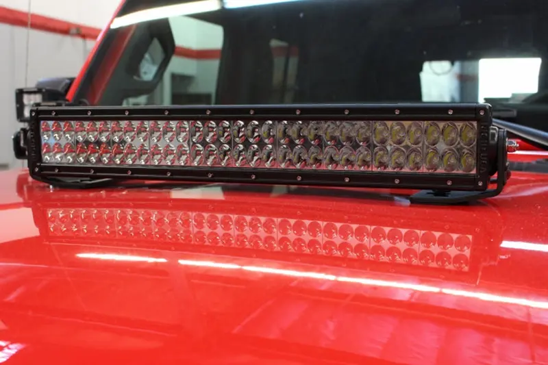 Jeep Wrangler Jl & Gladiator Jt Go Rhino 20In Double Row Led Light Bar Center Hood Mount 1