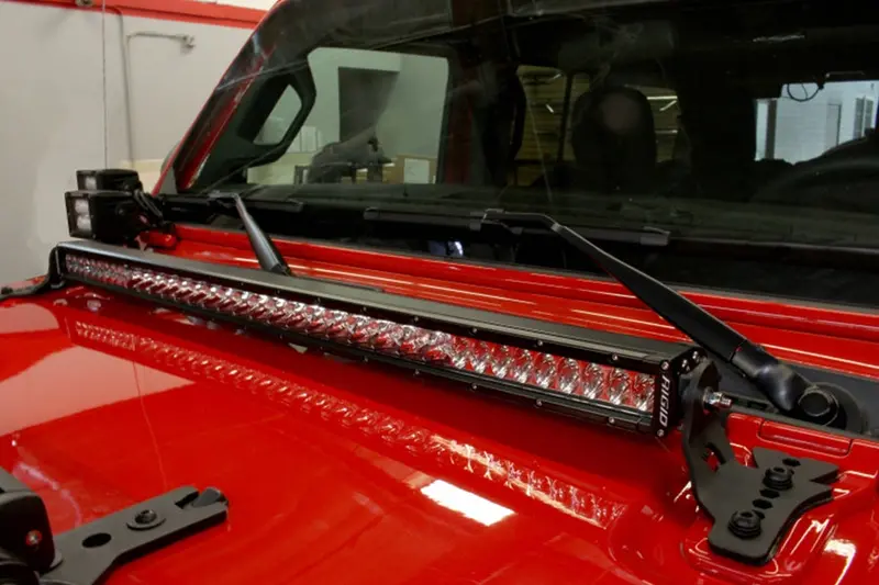 Jeep Wrangler Jl & Gladiator Jt Go Rhino 30In Led Light Bar Hood Hinge Mount, Pair 1