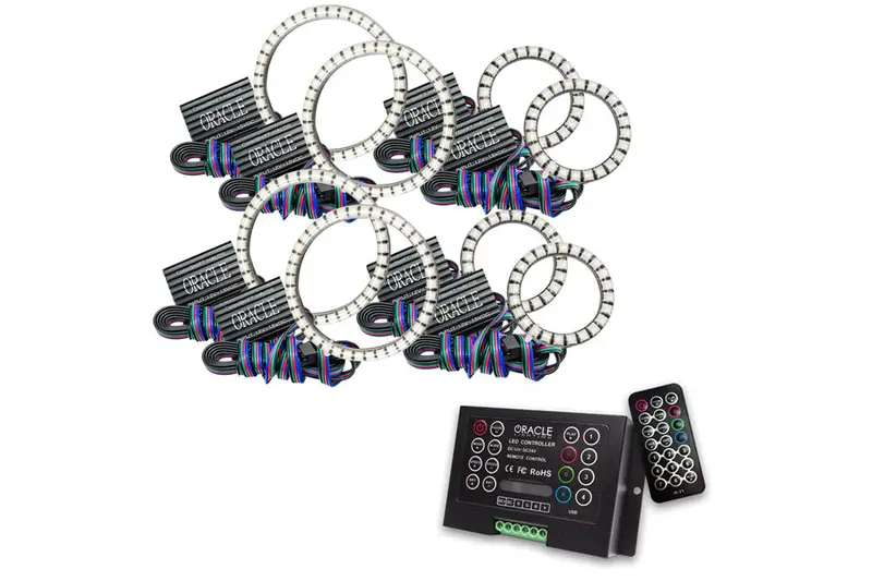 Jeep Wrangler Jl & Jk Oracle Vector Series Grill Surface Mount Colorshift Led Halo Kit W/2.0 Controller 1