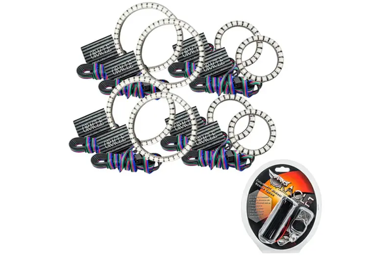 Jeep Wrangler Jl & Jk Oracle Vector Series Grill Surface Mount Colorshift Led Halo Kit W/Rf Controller 1