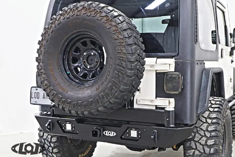Jeep Wrangler Tj, Lj & Yj Lod Offroad Offroad Destroyer Rear Bumper With Tire Carrier, Black Texture 1