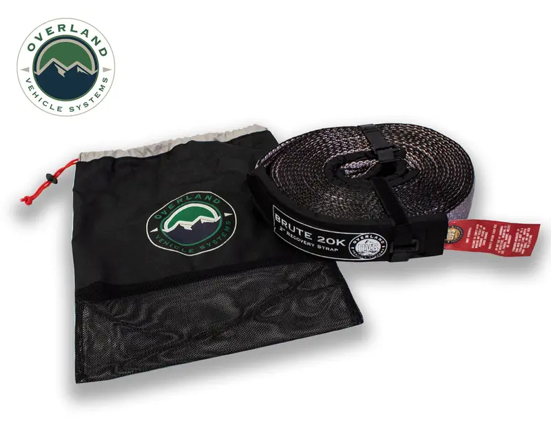 Overland Vehicle Systems 20,000Lb 2In X 30Ft Tow Strap - Gray W/ Black Ends 1