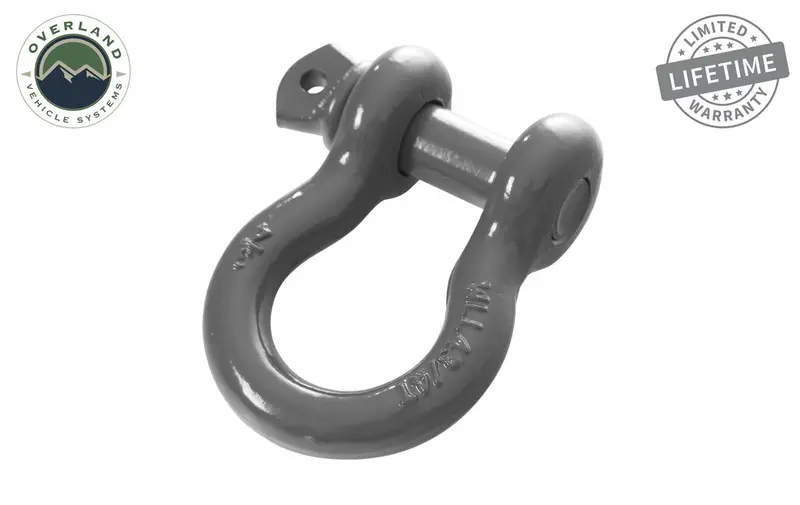 Overland Vehicle Systems 3/4In 4.75 Ton Recovery Shackle, Gray 1