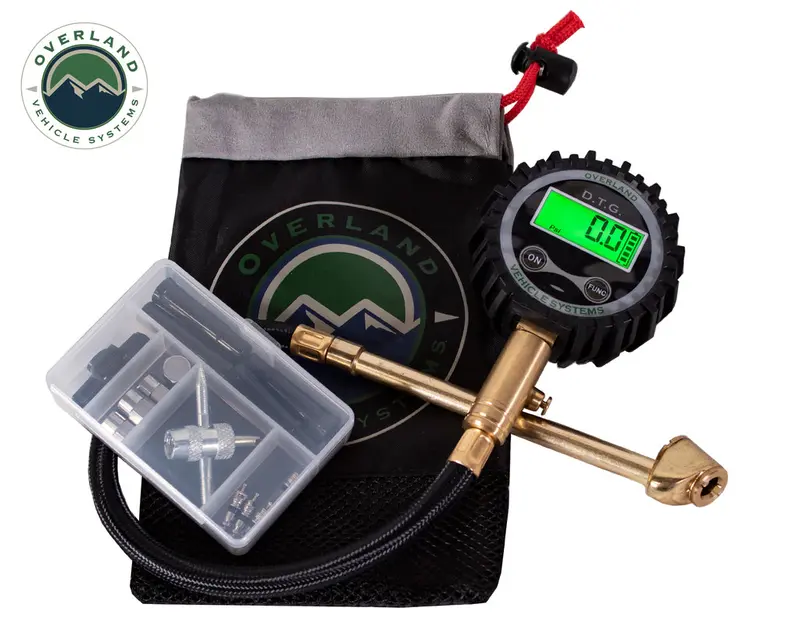 Overland Vehicle Systems Digital Tire Gauge W/ Valve Kit And Storage Bag 1