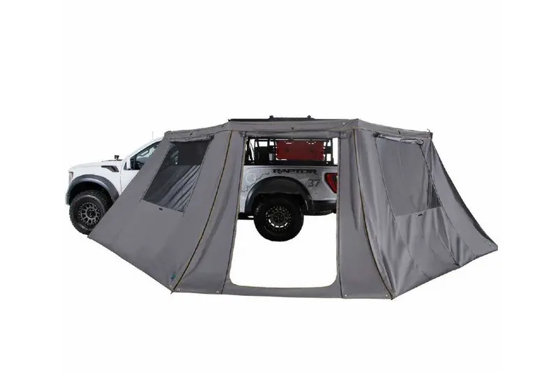 Overland Vehicle Systems Hd Nomadic 180 Lte Awning Wall W/ Windows - Gray Body/Green Trim 1