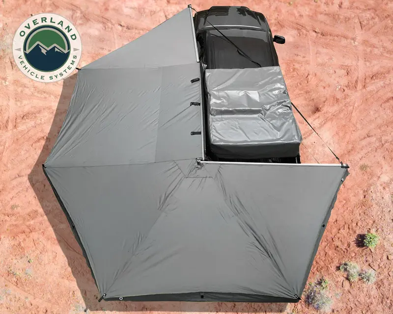 Overland Vehicle Systems Nomadic 270 Awning, Dark Gray W/ Black Transit Cover, Driver Side 1