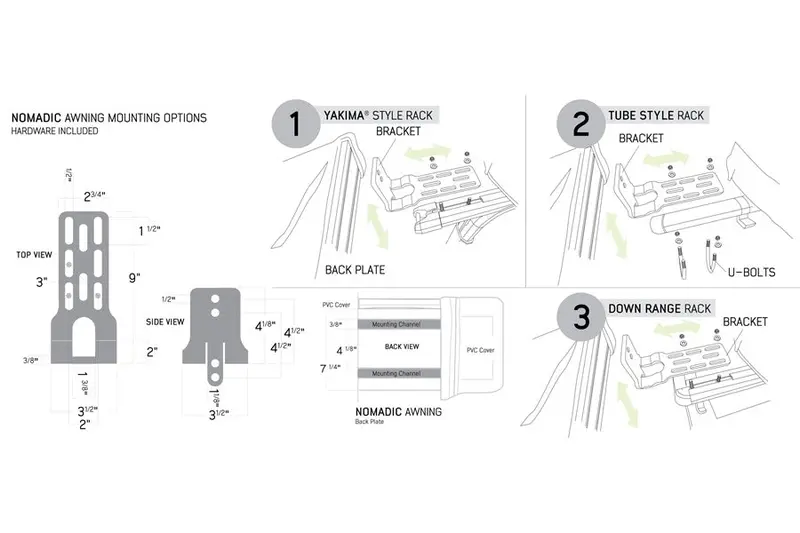 Overland Vehicle Systems Nomadic Awning Bracket Kit For 270 And 180 Awnings 1