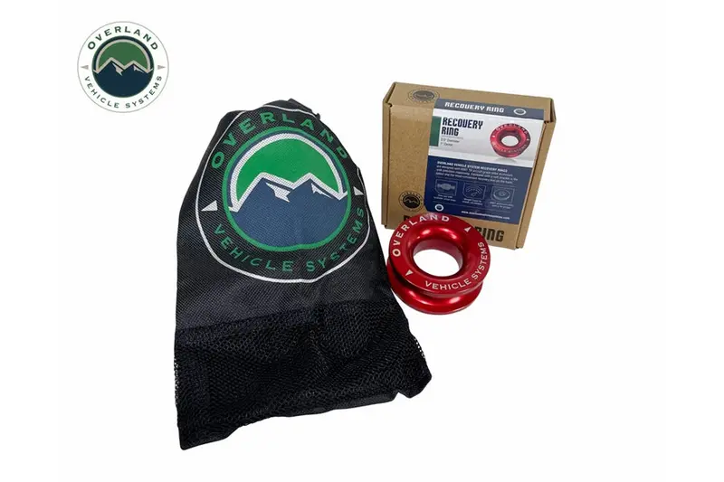 Overland Vehicle Systems Recovery Ring 2.5In -  10000 Lb. Red W/ Storage Bag 1
