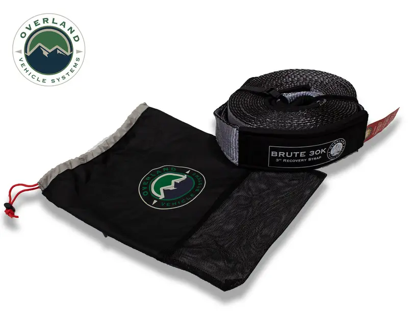 Overland Vehicle Systems Tow Strap 30,000Lb 3In X 30Ft Gray/Black W/ Storage Bag 1