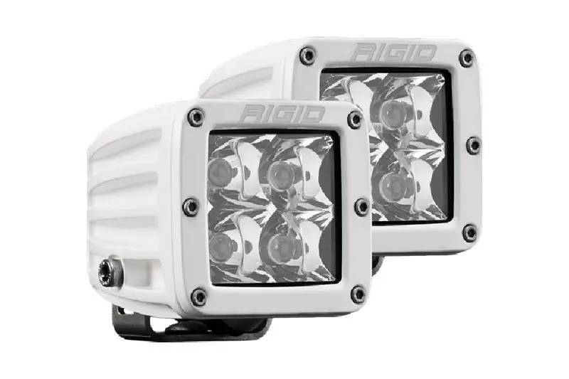 Rigid Industries D-Series Hybrid Lights W/ Surface Mount, Flood Light Pattern - White - Pair 1