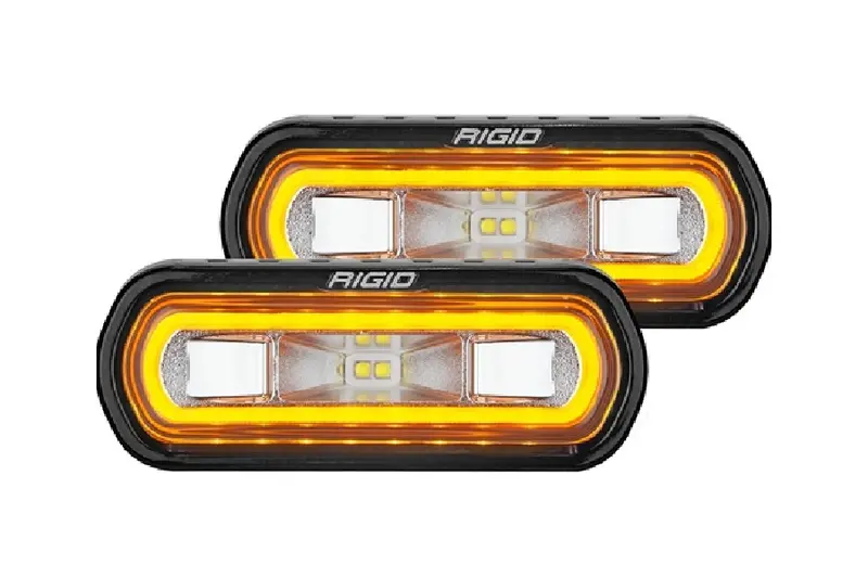 Rigid Industries Sr-L Series Off-Road Spreader Lights W/ Surface Mount - Amber Halo - Pair 1