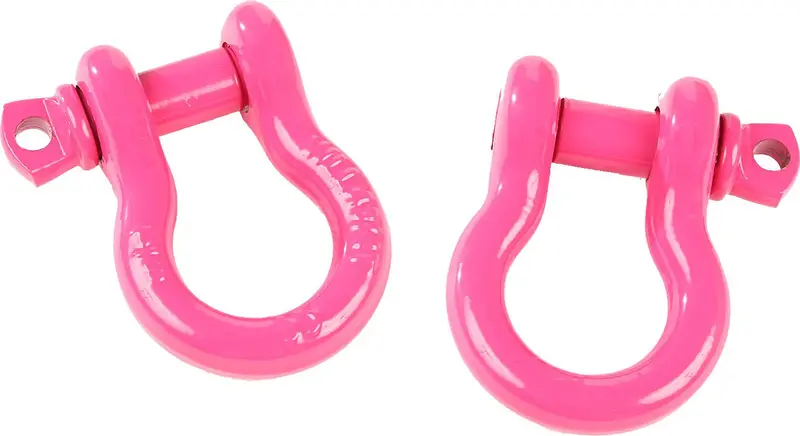 Rugged Ridge D-Ring Shackles, 3/4In Pink - Pair 1