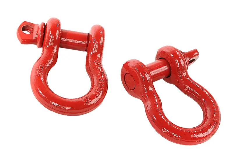 Rugged Ridge D-Ring Shackles, 3/4In Red - Pair 1
