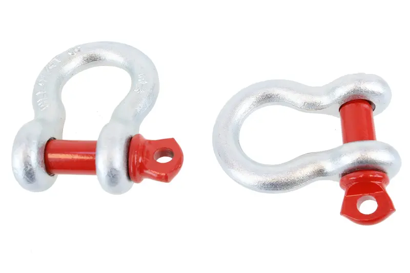 Rugged Ridge D-Ring Shackles, 7/8In Galvanized W/Red Pin - Pair 1