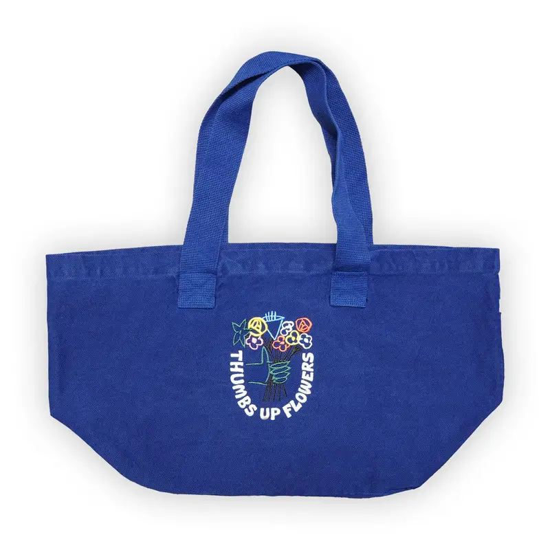 Thumbs Up Flowers Embroidered Large Tote 1