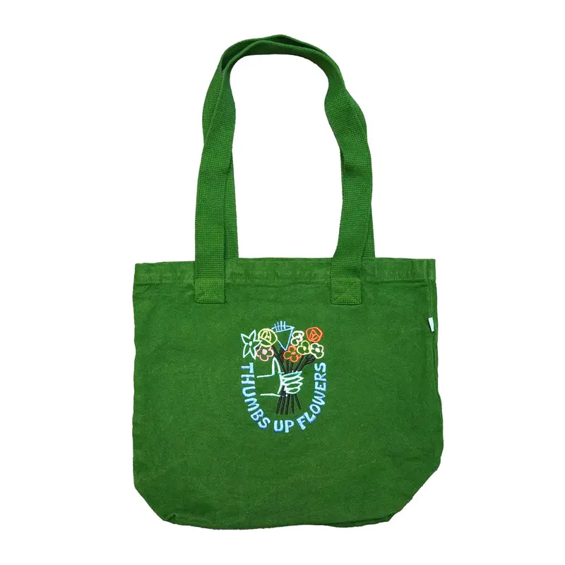 Thumbs Up Flowers Embroidered Small Tote 1