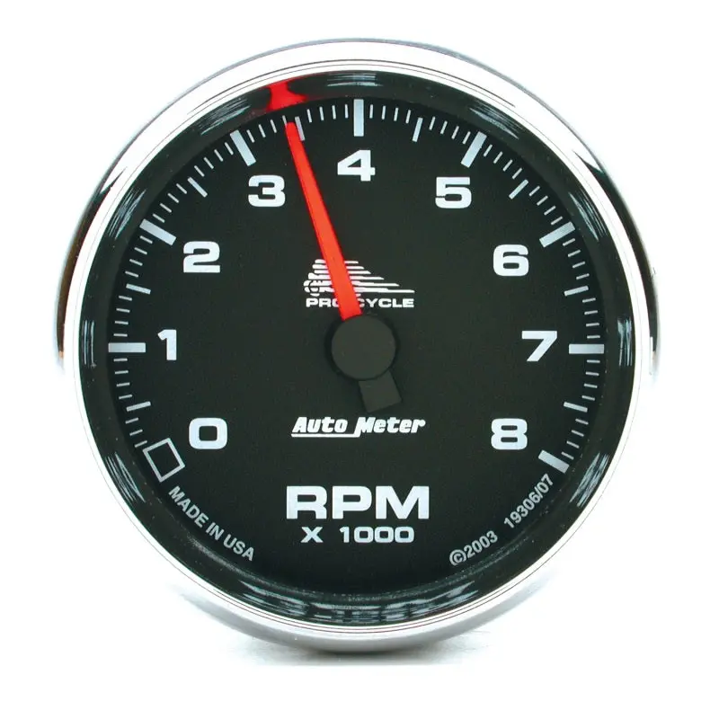 Autometer Pro-Cycle 2-5/8" Black Tachometer – 8,000 Rpm, Dual-Mode For 2- And 4-Cylinder Engines 1