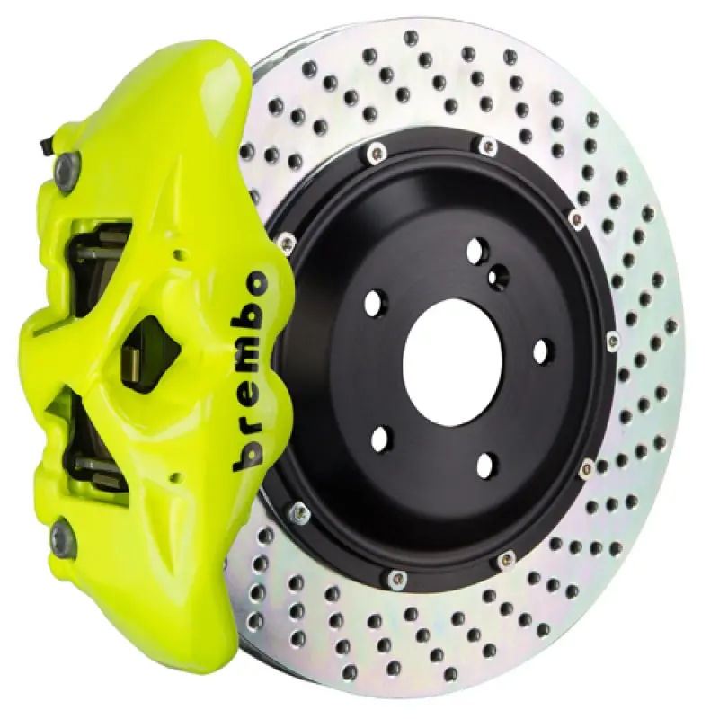 Brembo Gt Big Brake Kit – Front, 6-Piston Calipers, Drilled 380X34Mm Two-Piece Rotors – Fluorescent Yellow Finish (2017–2023 Bmw 530I & 530I Xdrive) 1