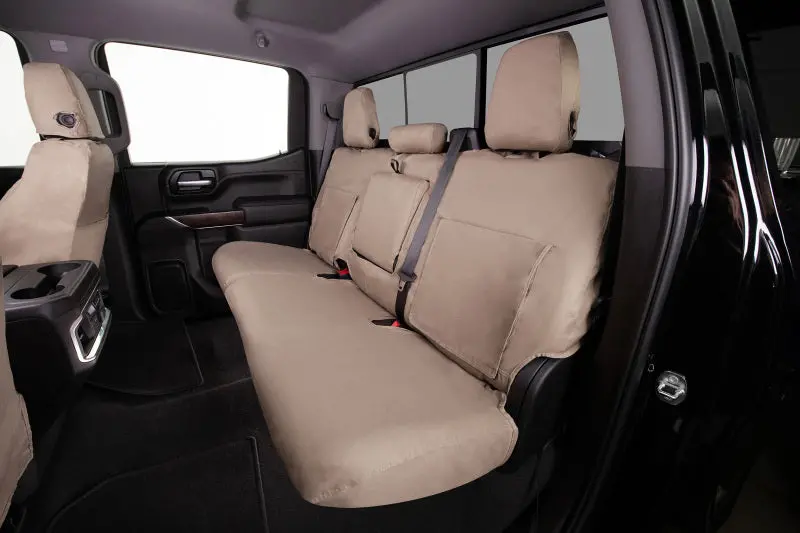 Covercraft Taupe Polycotton Custom Front Seat Covers For 2017–2019 Chevrolet Silverado 1