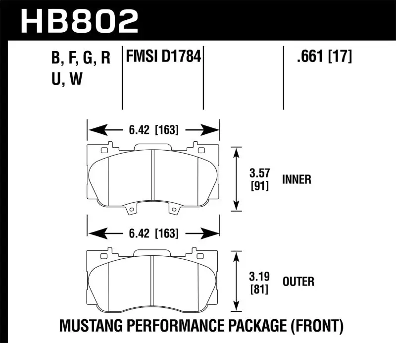 Hawk Hp+ Street Front Brake Pads For 2016–2017 Ford Mustang 1