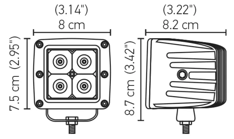 Hella Hvf Cube 4 Led Off-Road Light Kit – 3.1-Inch Flood Beam, 12W 1