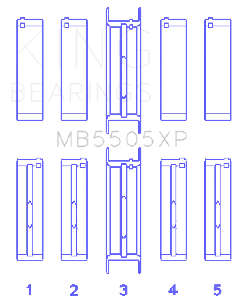 King Performance Main Bearing Set – Ford V8 (351Ci/5.8L & 400Ci/6.6L), Standard Size, 16-Valve Applications 1