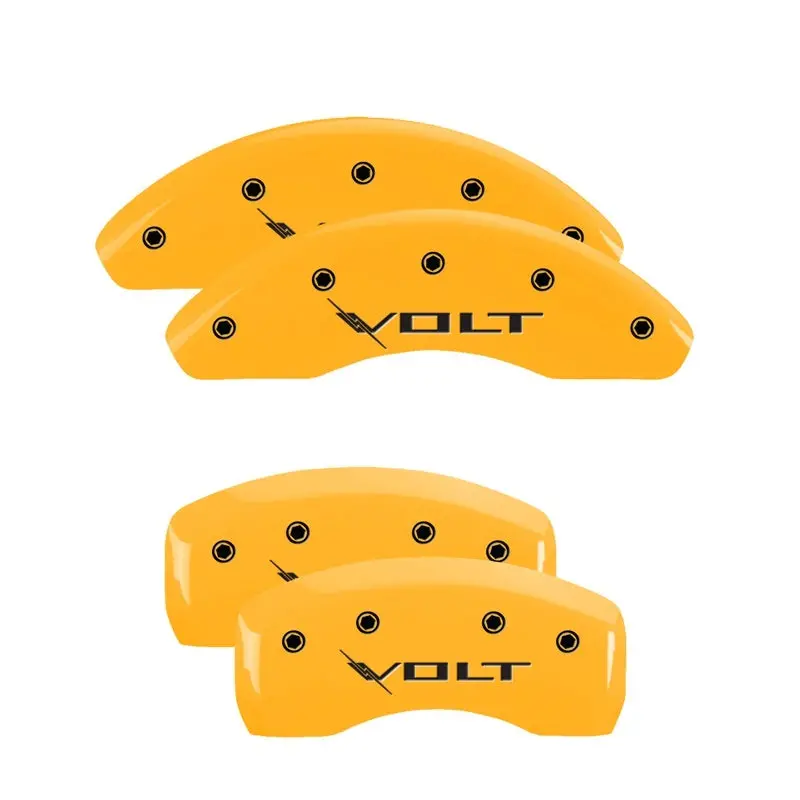 Mgp Engraved 4-Piston Caliper Covers – Front & Rear, Volt Yellow Finish With Black Accent 1