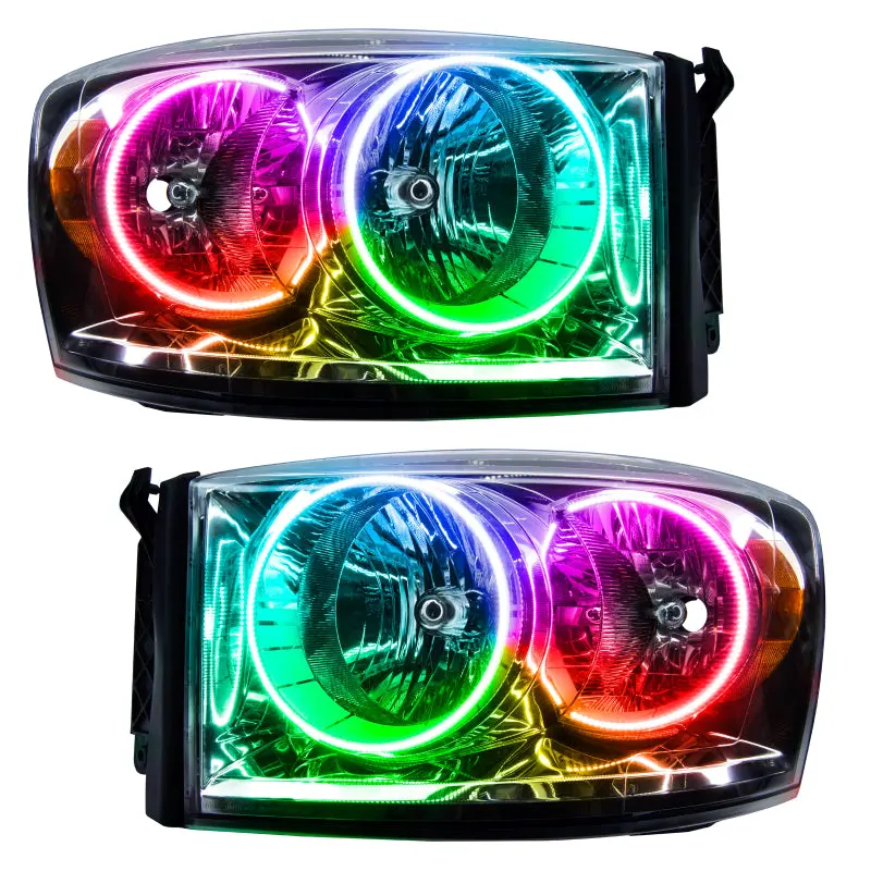 Oracle Colorshift Halo Headlight Assembly – For 2007–2008 Dodge Ram Trucks 1