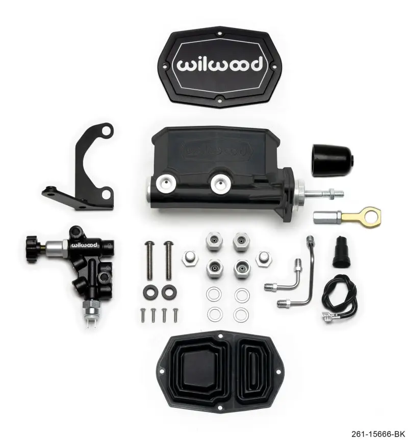 Wilwood Compact Tandem Master Cylinder – 1.125-Inch Bore, Rh Bracket, Pushrod-Compatible – Black Finish 1