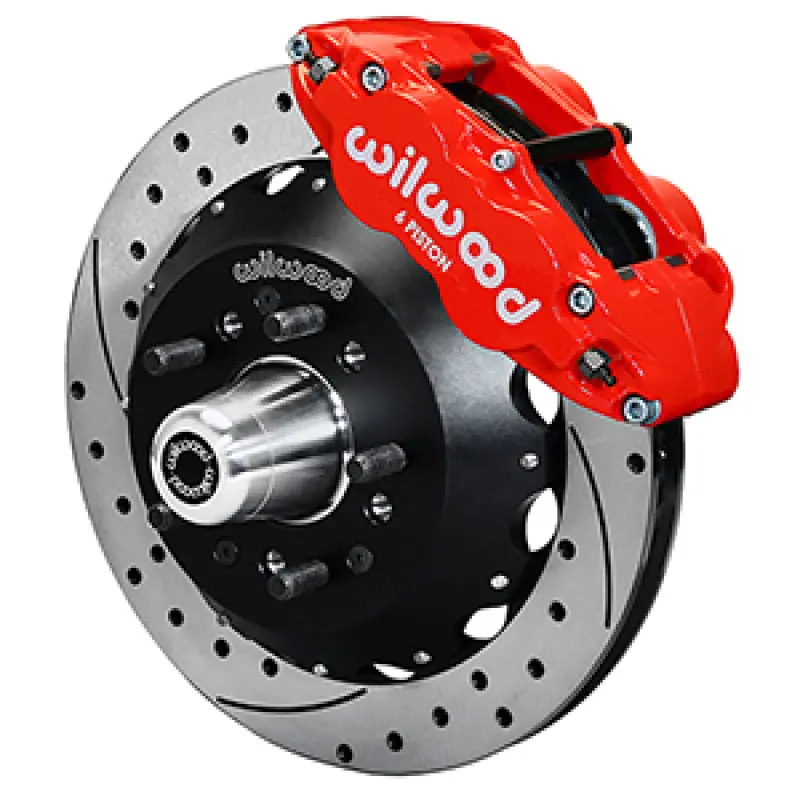Wilwood Superlite 6R Brake Kit – Red Finish, 12.88In Drilled & Slotted Rotors, For 1955–1957 Chevy Bel Air (5X4.50/4.75In Hub) 1