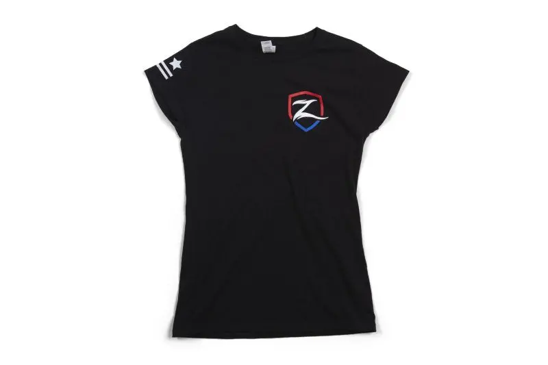Zone Offroad Women’S Patriotic Premium Cotton T-Shirt – Black With Embroidered Zone Logo 1